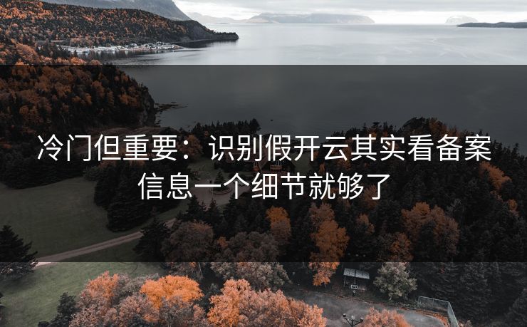 冷门但重要：识别假开云其实看备案信息一个细节就够了