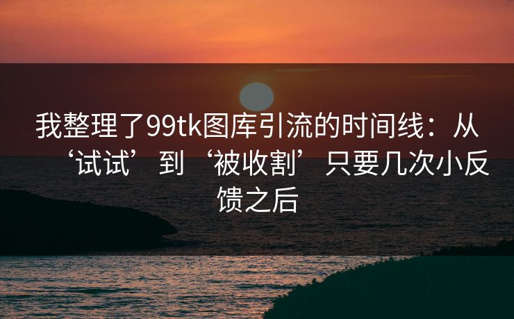 我整理了99tk图库引流的时间线：从‘试试’到‘被收割’只要几次小反馈之后