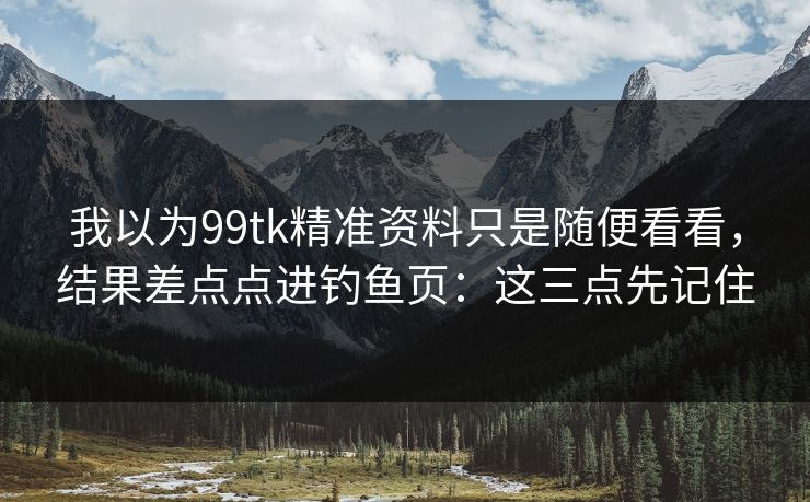 我以为99tk精准资料只是随便看看，结果差点点进钓鱼页：这三点先记住