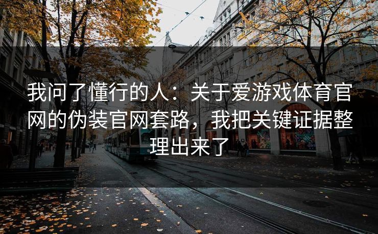 我问了懂行的人：关于爱游戏体育官网的伪装官网套路，我把关键证据整理出来了